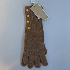 Michael Kors Women's Camel Knit Button Gloves